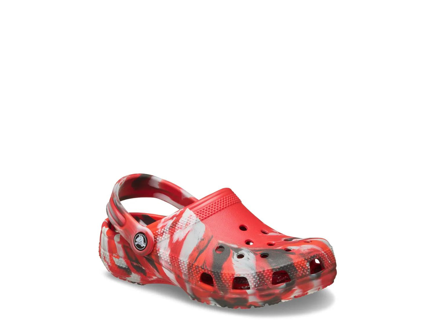 Crocs Classic Marbled Clog Kids' | Boys | Girl's | Grey/Red | Size 3 Youth | Clogs | Sandals | DSW