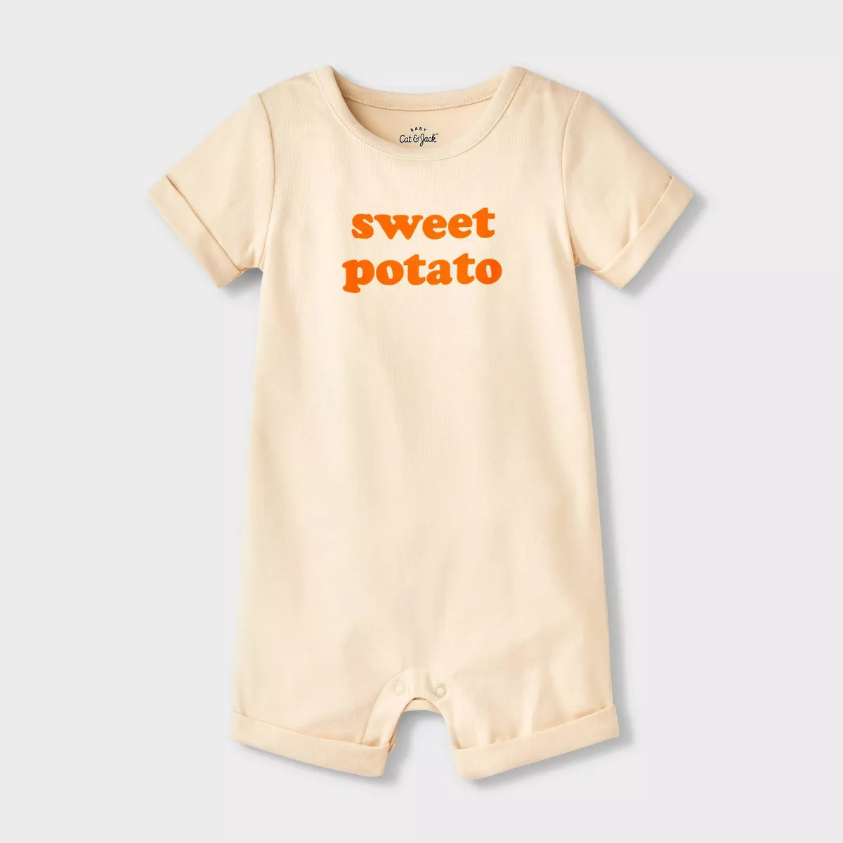 Baby Sweet Potato Short Sleeve Romper - Cat & Jack™ Cream Newborn | Target