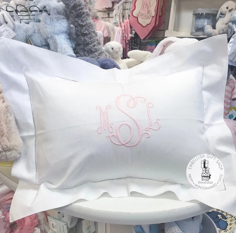 Monogrammed Pillow Sham personalized Baby Gift Boudoir Pillow Monogram Baby Pillow Decorative Hem... | Etsy (US)