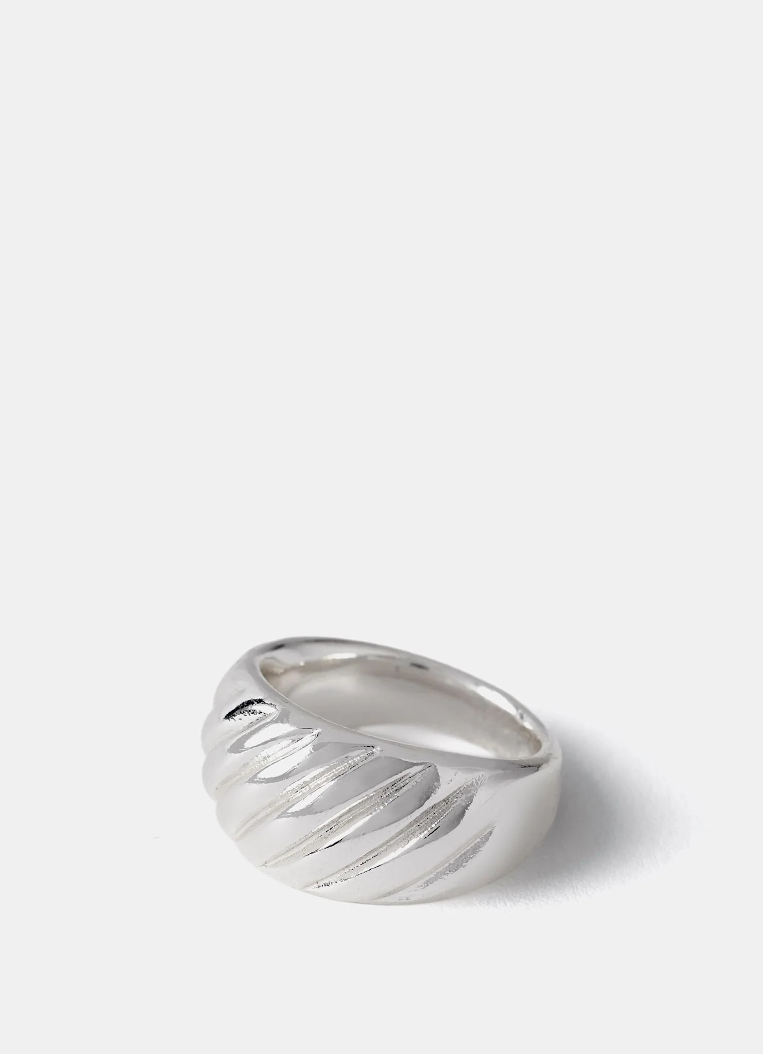 Silver Plated Ribbed Ring | Mint Velvet