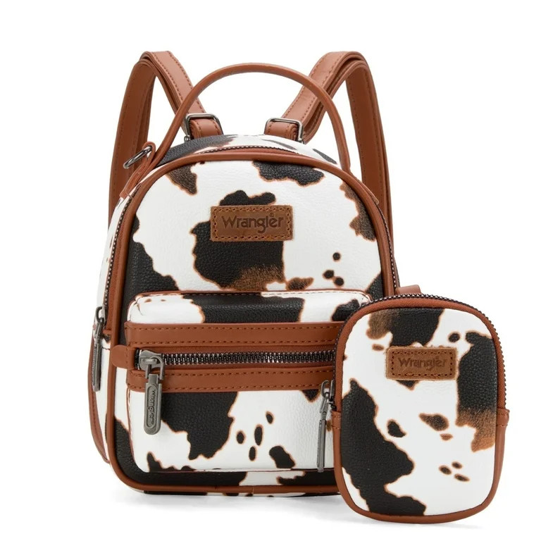Wrangler Mini Backpack Cute Cow Print Backpack Purse for Women, Brown | Walmart (US)
