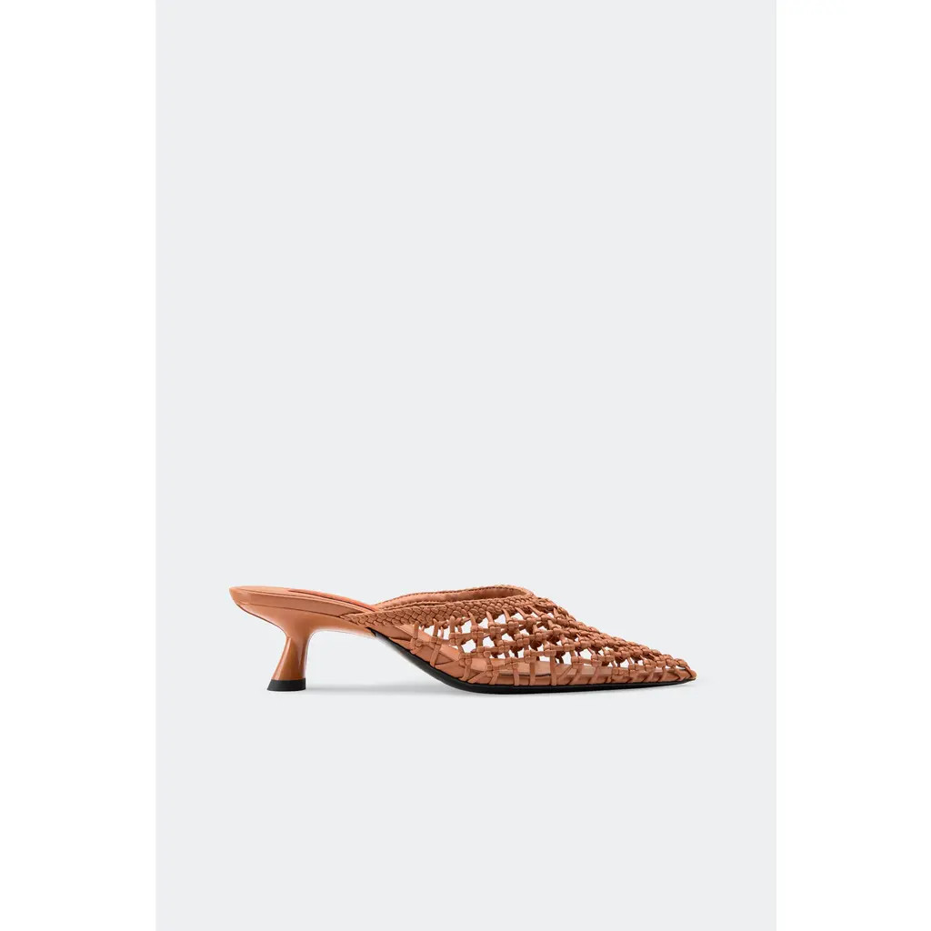 SIMONMILLER Knotted Gala Mule Kitten Heel in Chestnut at Nordstrom, Size 36 | Nordstrom