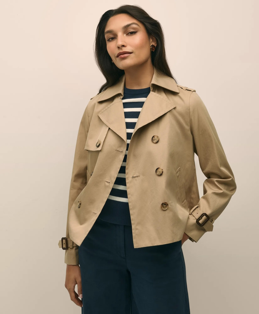 Supima® Cotton Water Repellent Cropped Trench Coat | Brooks Brothers