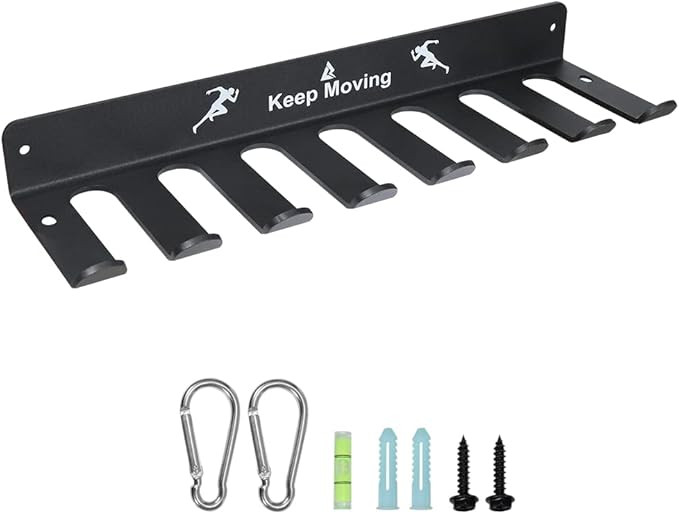 Hayalonso Heavy Duty Steel 9 Hooks Gym Rack Organizer,Multi-Purpose Gym Storage Wall Mount,Gym Or... | Amazon (US)
