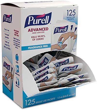 PURELL SINGLES Advanced Hand Sanitizer Gel, Fragrance Free, 125 Count Single-Use Travel-Size Pack... | Amazon (US)
