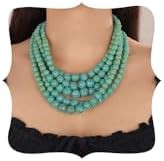 Octwine Bohemian Statement 5 Layer Green Pearl Necklace 1920s Pearl Earrings Vintage Pearl Neckla... | Amazon (US)