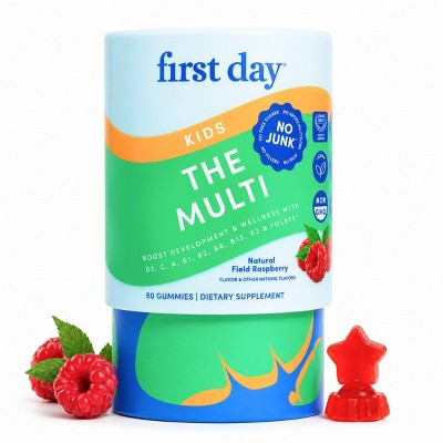 First Day Kids' Daily Multivitamin Gummies for Ages 4-12 with Folate, Vitamin A, C, D3, K2, B1, B6, and B12 - 50ct | Target