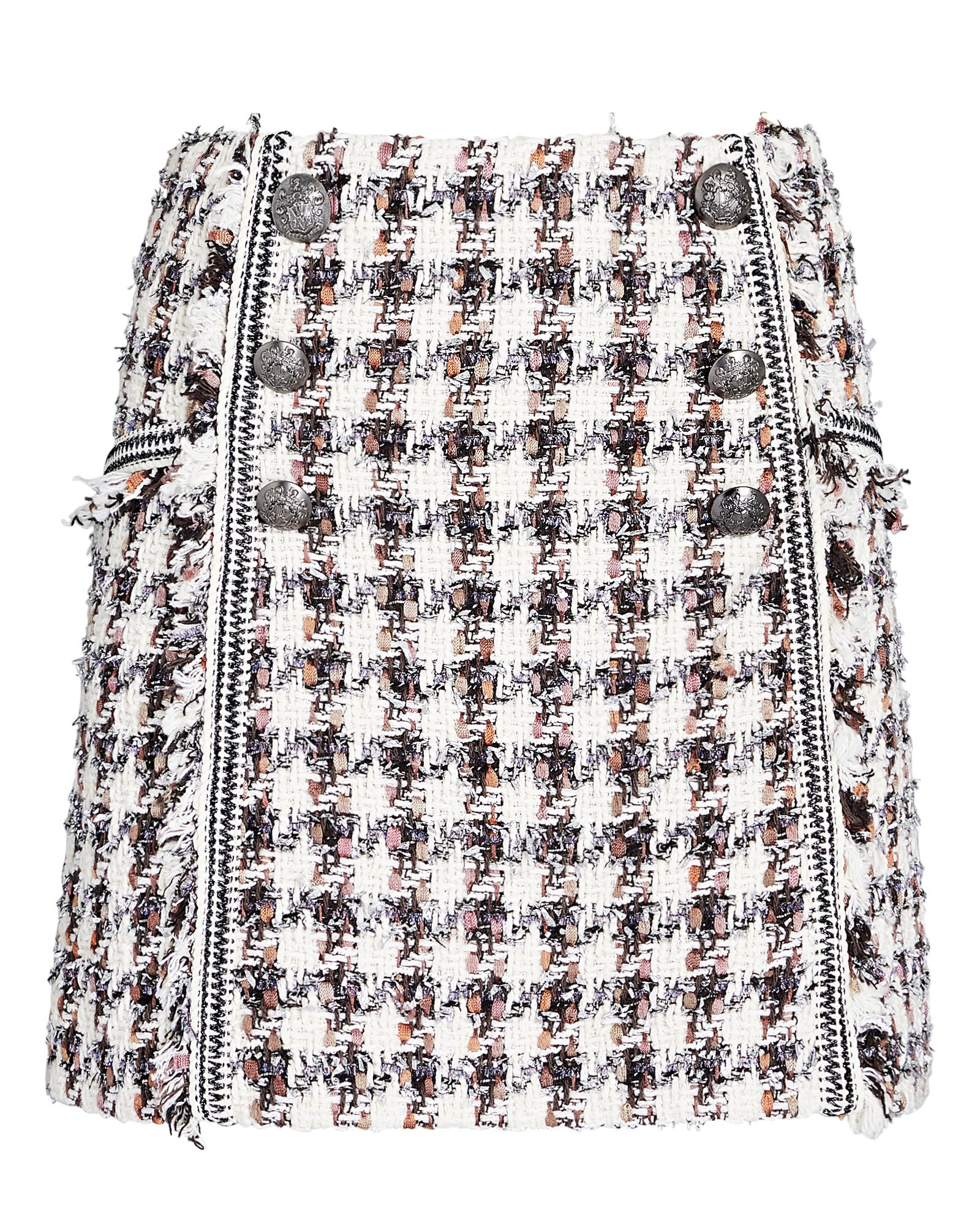 Veronica Beard Starck Houndstooth Tweed Mini Skirt, Multi 2 | INTERMIX