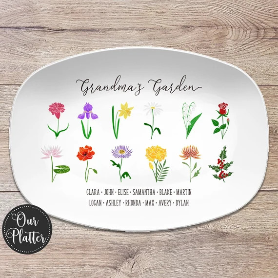 Birth Month Flower Family Personalized Platter Mother's | Etsy | Etsy (US)
