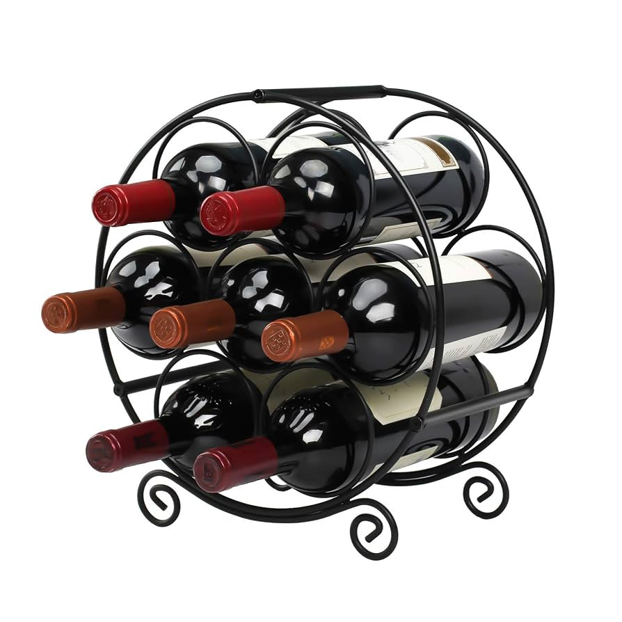 TreeLen Wine Racks Countertop, 7 Bottles Wine Organizer Stand, Metal Free Standing Wine Storage H... | Amazon (US)