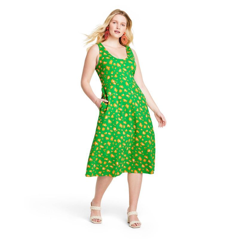 Women's Leopard Print Knit Midi Dress - Tabitha Brown for Target Green/Orange | Target