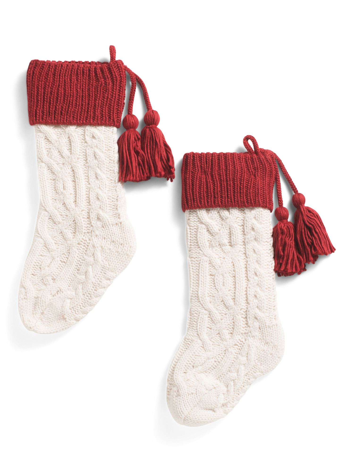 2pk 22in Cable Block Stockings | Garlands & Trimmings | Marshalls | Marshalls