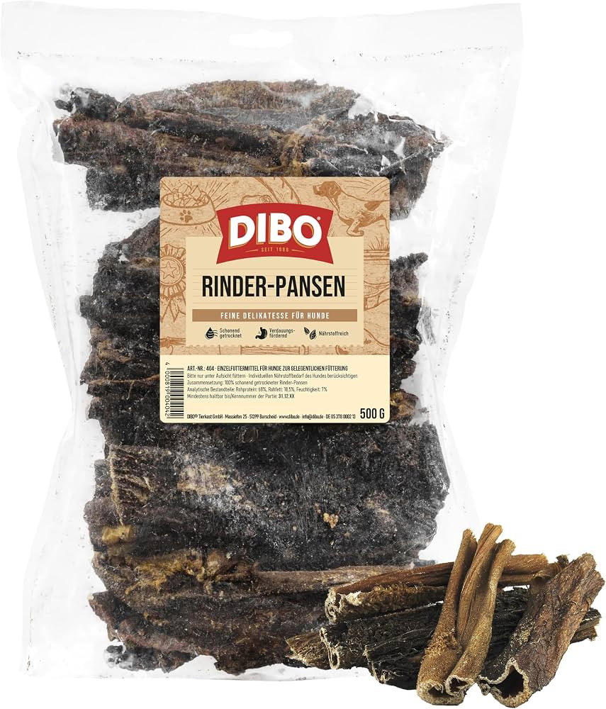DIBO Rinderpansen, 500g, der kleine Naturkau-Snack oder Leckerli f\u00fcr Zwischendurch, Hundefut... | Amazon (DE)