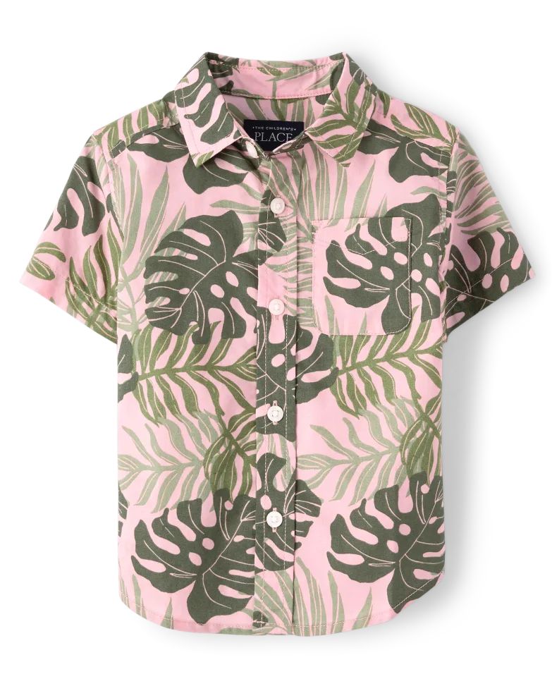 Baby And Toddler Boys Matching Family Tropical Poplin Button Up Shirt - rose pottery | The Children's Place