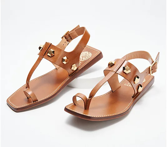 Vince Camuto Leather Toe Loop Sandals - Dailette | QVC
