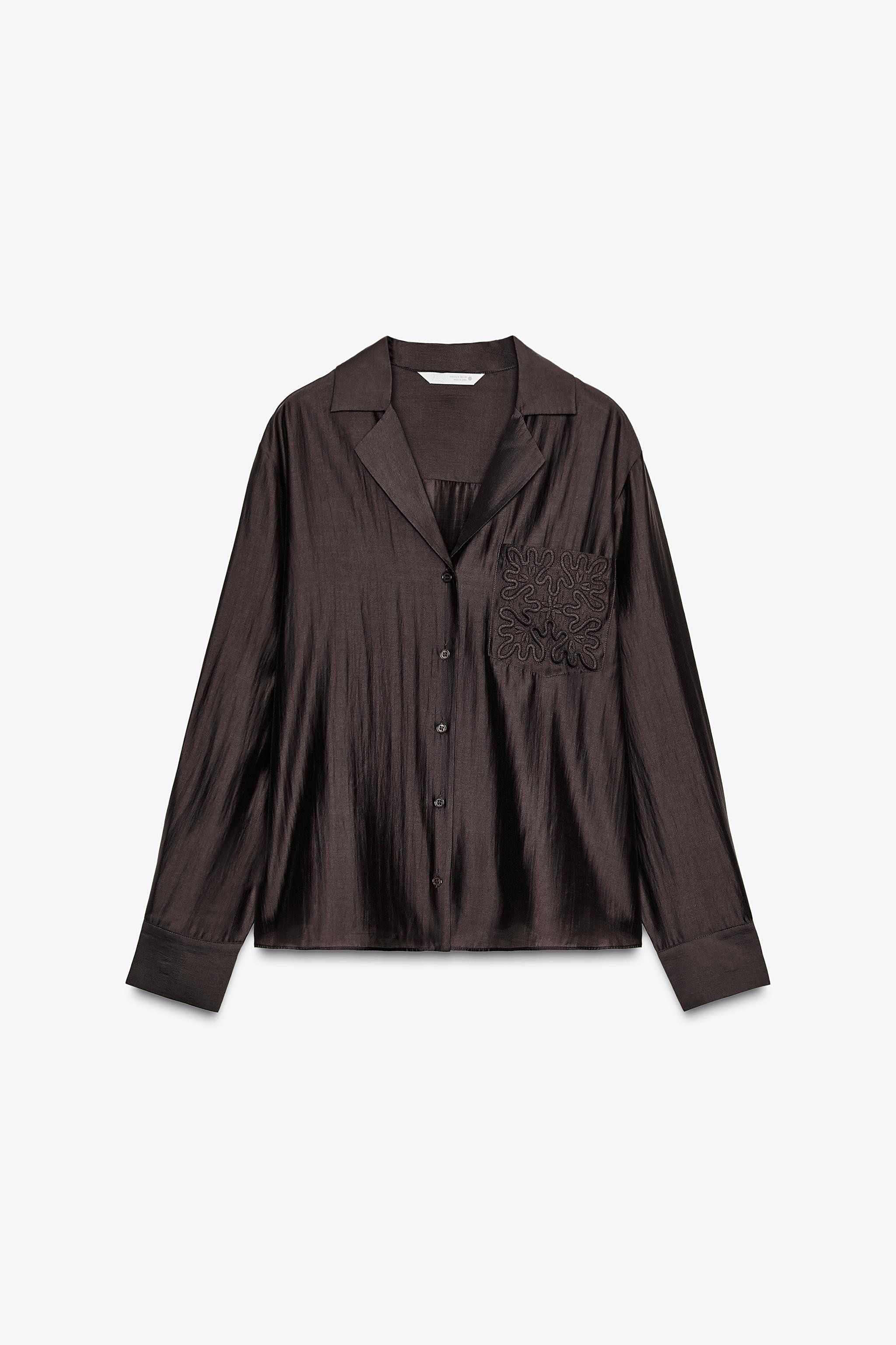 ZW COLLECTION EMBROIDERED POCKET SHIRT | Zara UK