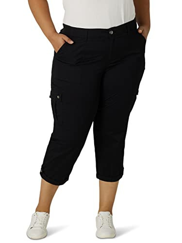 Lee Women's Plus Size Ultra Lux Comfort with Flex-To-Go Cargo Capri Pant Black 16 Plus | Amazon (US)