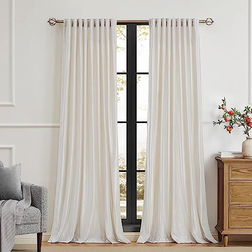 PRIMROSE Cream Ivory Curtains 72 inch for Living Room,2 Panels Drapes Blackout Rod Pocket Back Tab Window Treatment Room Darkening Thick Decorative Curtains for Bedroom | Amazon (US)