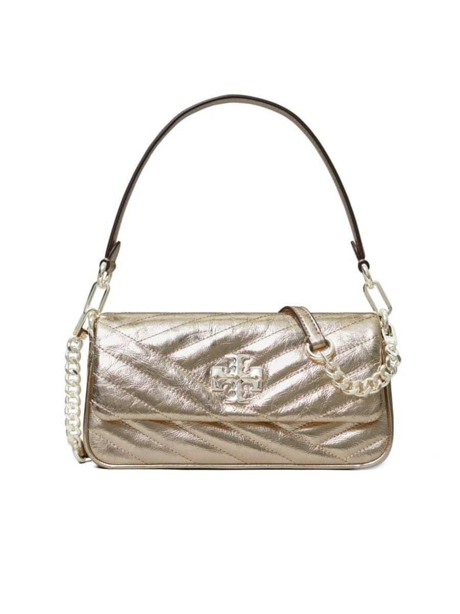 Small Kira Chevron Metallic Leather Flap Shoulder Bag | Saks Fifth Avenue