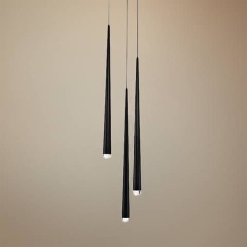 Cascade 12"W Black w/ Clear Crystal LED Multi Light Pendant - #55P98 | Lamps Plus | Lamps Plus