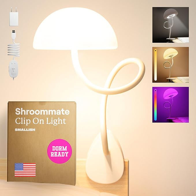 Shroommate Clip On Light and Bed Headboard Lamp, Bedside Table Lamp for Dorm, College Dorm Room E... | Amazon (US)