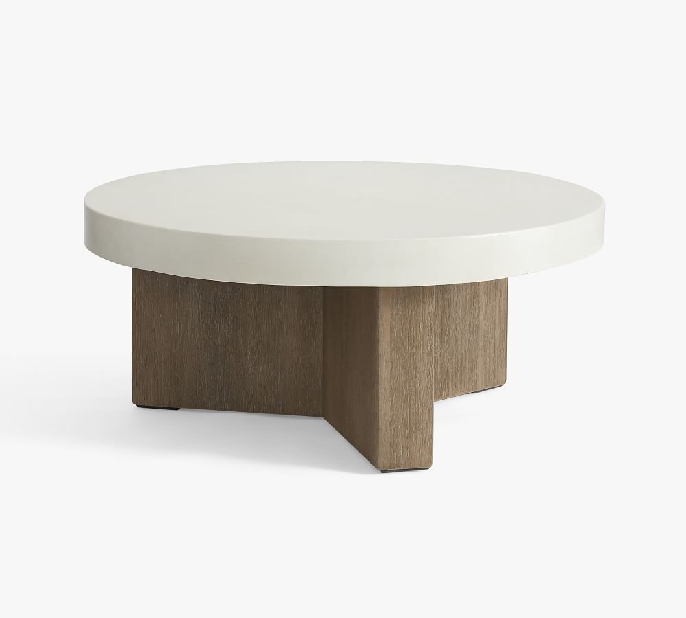Pomona Indoor/Outdoor 38" Concrete & FSC® Acacia Round Coffee Table | Pottery Barn (US)