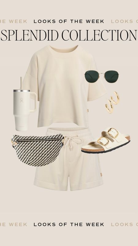 Splendid x cellajane cream scuba short set. Perfect spring to summer outfit!