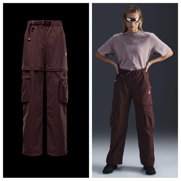 NWT Nike ACG Smith Summit Women’s zip off trousers cargo gorpcore XL burgundy | Poshmark