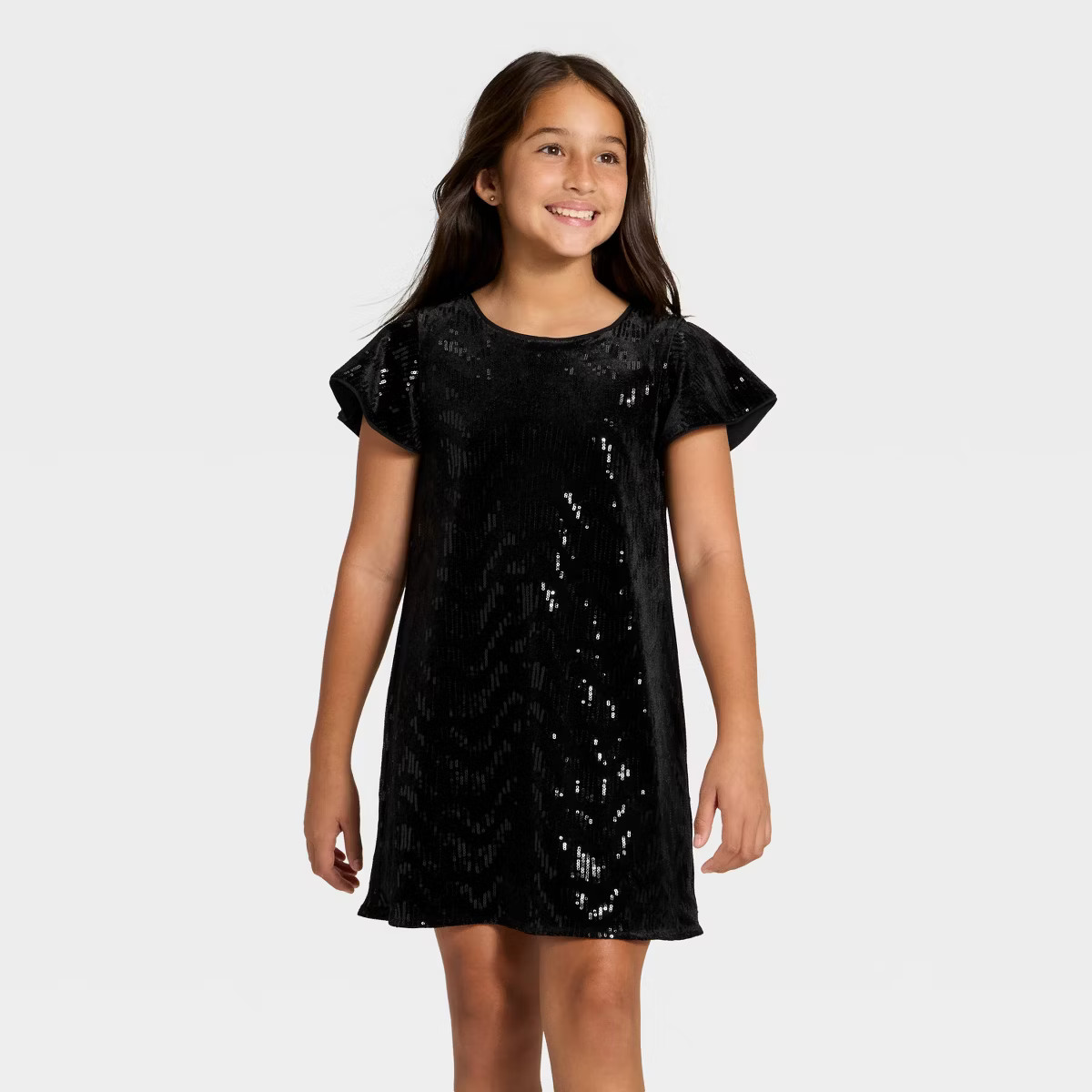 Girls' Short Sleeve Sequin Velvet Dress - Cat & Jack™ Black | Target