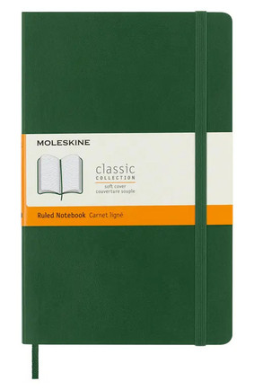 Moleskine large ruled softcover notebook in myrtle green