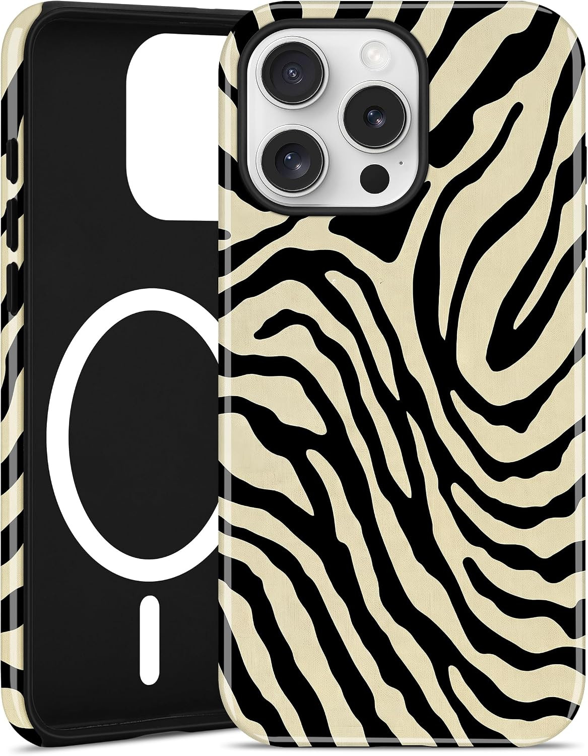 Magnetic Zebra Phone Case for iPhone 16 Pro Max,Beige | Amazon (US)