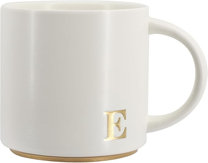 COLLECTIVE HOME - Monogram Ceramic Mugs, 15 oz Golden Initial Coffee Cups, Elegant Capital Alphab... | Amazon (US)