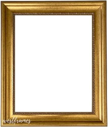 West Frames Stella Modern Vintage Ornate Wall Picture Frame 3" Wide (Gold, 30" x 40" Empty Frame Onl | Amazon (US)