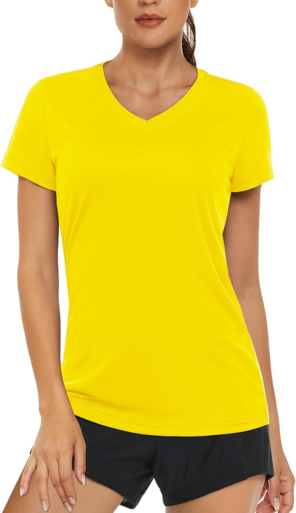 MAGCOMSEN Women's T Shirts V-Neck Short Sleeve UPF 50+ Sun Protection Performance Quick Dry Athle... | Amazon (US)