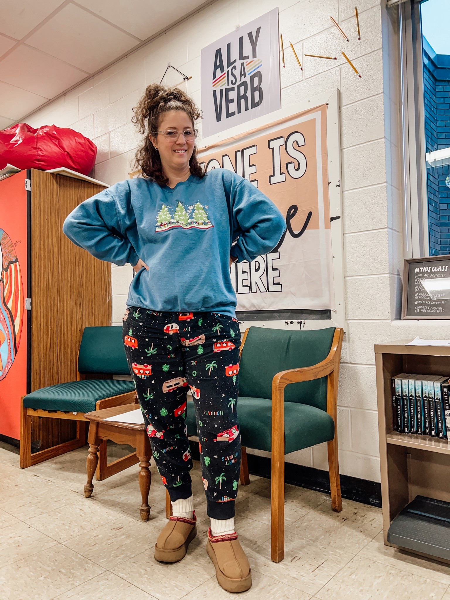 Day 61 ✔️

It was a very snowy ride in for our last day of 2025 and PJ day!

Spirit week 
English teacher ootd 

Sweatshirt from Book Babe Designs 

#LTKHoliday #LTKWorkwear #LTKFindsUnder50