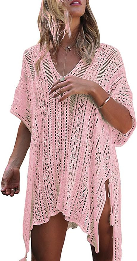 Wander Agio Beach Swimsuit for Women Sleeve Coverups Bikini Cover Up Net | Amazon (US)