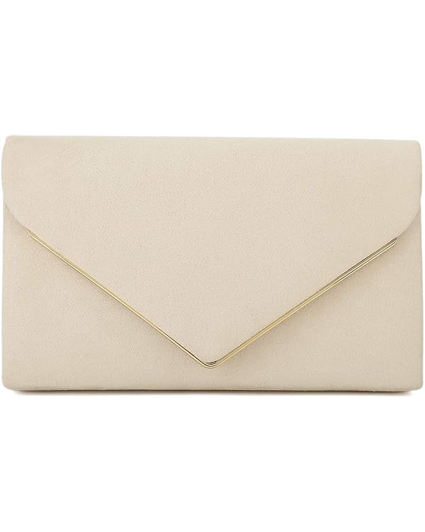 CHARMING TAILOR Faux Suede Clutch Bag Elegant Metal Binding Evening Purse for Wedding/Prom/Black-... | Amazon (US)