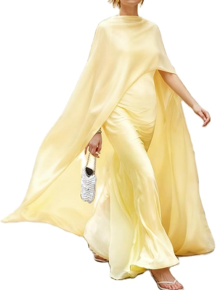 Women Chiffon Long Shawl Cape High Low Cape Sheer Mesh Poncho Top Flowy Capelets Cover Up | Amazon (UK)