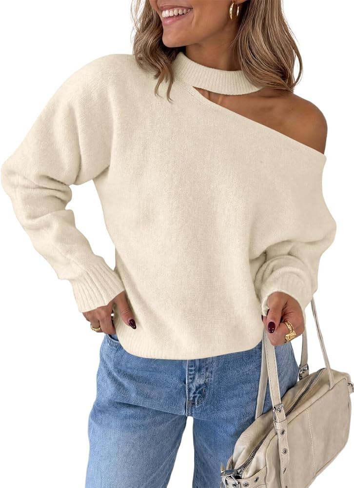 Saodimallsu Womens Off The Shoulder Sweater Halter Neck Fall Pullover Tops | Amazon (US)