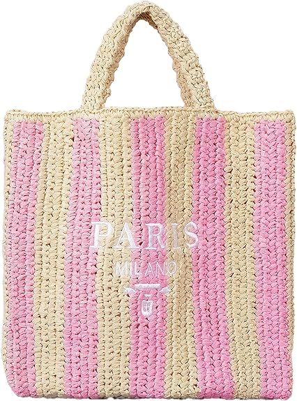 OWGSEE Straw Beach Bag for Women Summer Woven Tote Bag Packable Straw Purses and Handbags for Vac... | Amazon (US)