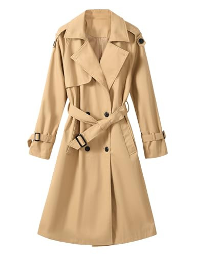 Tuopuda Mantel Damen Elegant mit Taschen Knöpfen, Sommermantel Lässig Locker Solid Herbstmantel Slim Fit Übergangsjacke Langarm Leichte Coat Wintermantel, Khaki, XL | Amazon (DE)