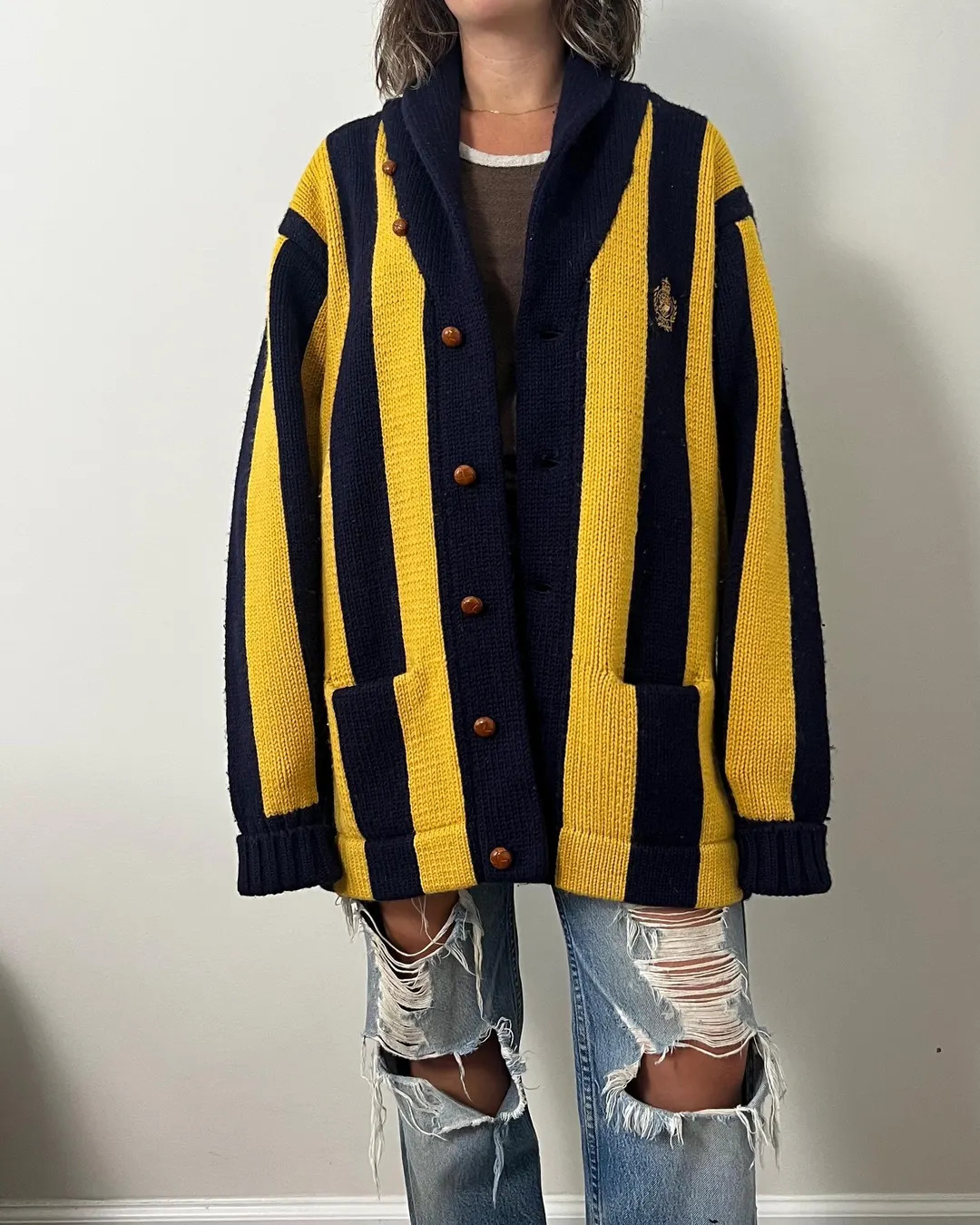 1987 Polo Ralph Lauren Striped Wool Cardigan - Etsy | Etsy (US)