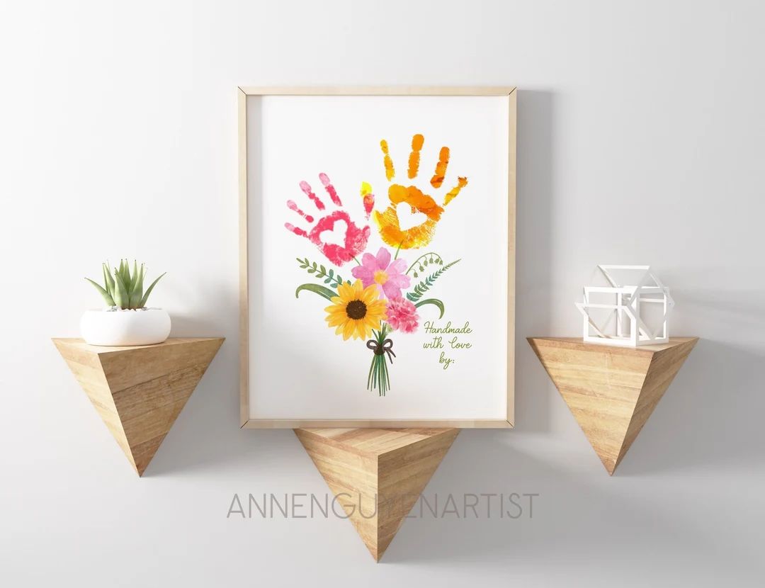 Mother's Day Craft Handprint Art Birthday Activity Floral Bouquet Grandma Flower DIY Kids Childre... | Etsy (US)