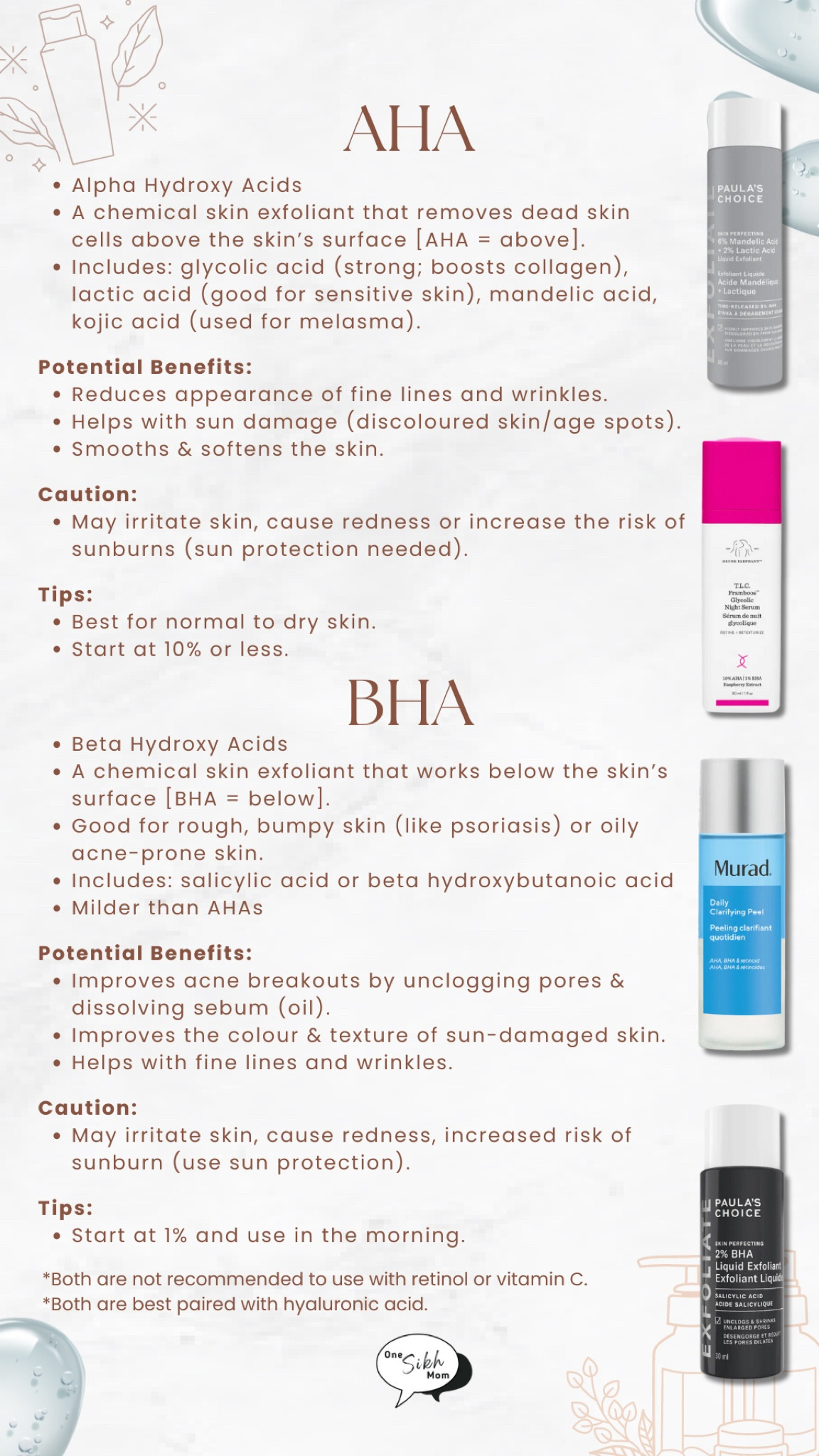 AHAs clean above the skin’s surface while BHAs clean below. Both work as chemical exfoliants to help improve skin’s texture & the appearance of fine lines, wrinkles & sun damage.

I personally love Paula’s Choice.
#skincare #over40

#LTKstyletip #LTKcanada #LTKbeauty