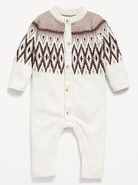 Unisex Button-Front Fair Isle One-Piece for Baby | Old Navy (US)