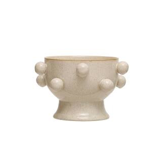 Storied Home 9 in. L x 9 in. W x 5.87 in H 8 qts. Cream Speckled Reactive Glaze Stone Decorative ... | The Home Depot
