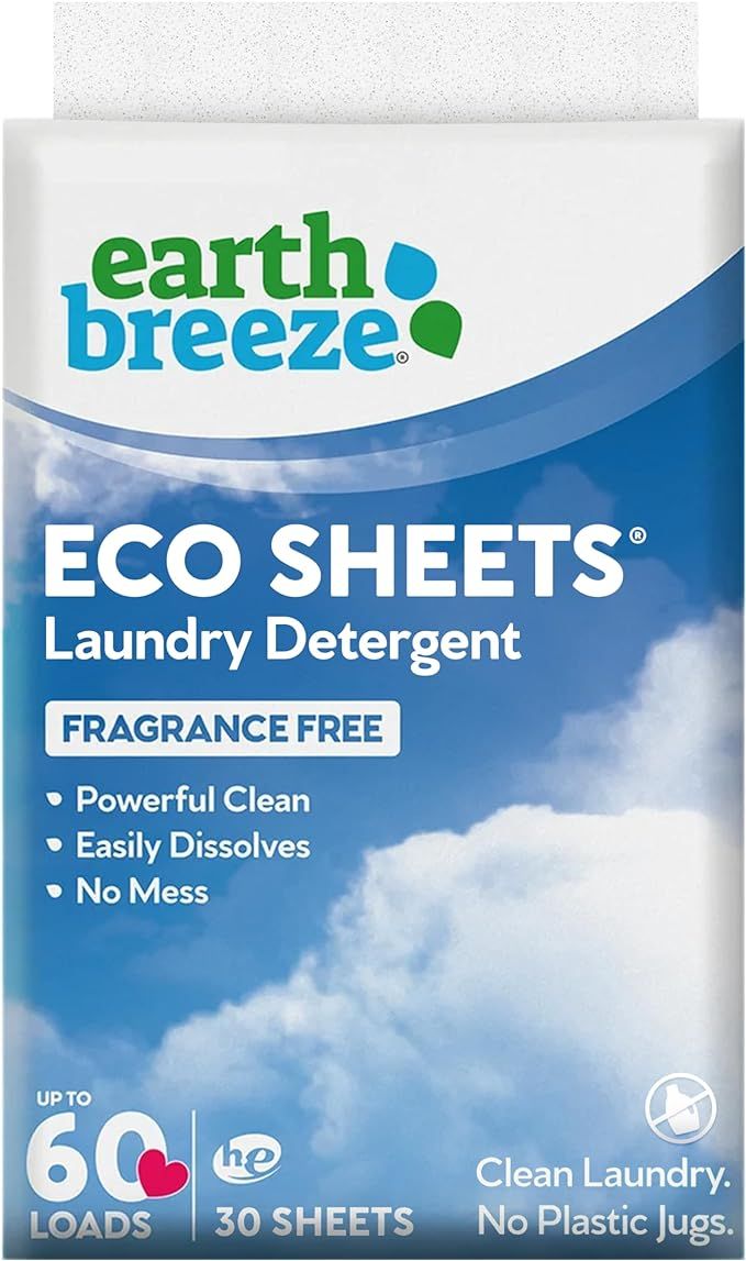 Earth Breeze Laundry Detergent Sheets - 30 Detergent Sheets - 60 Loads - Concentrated Liquidless ... | Amazon (US)