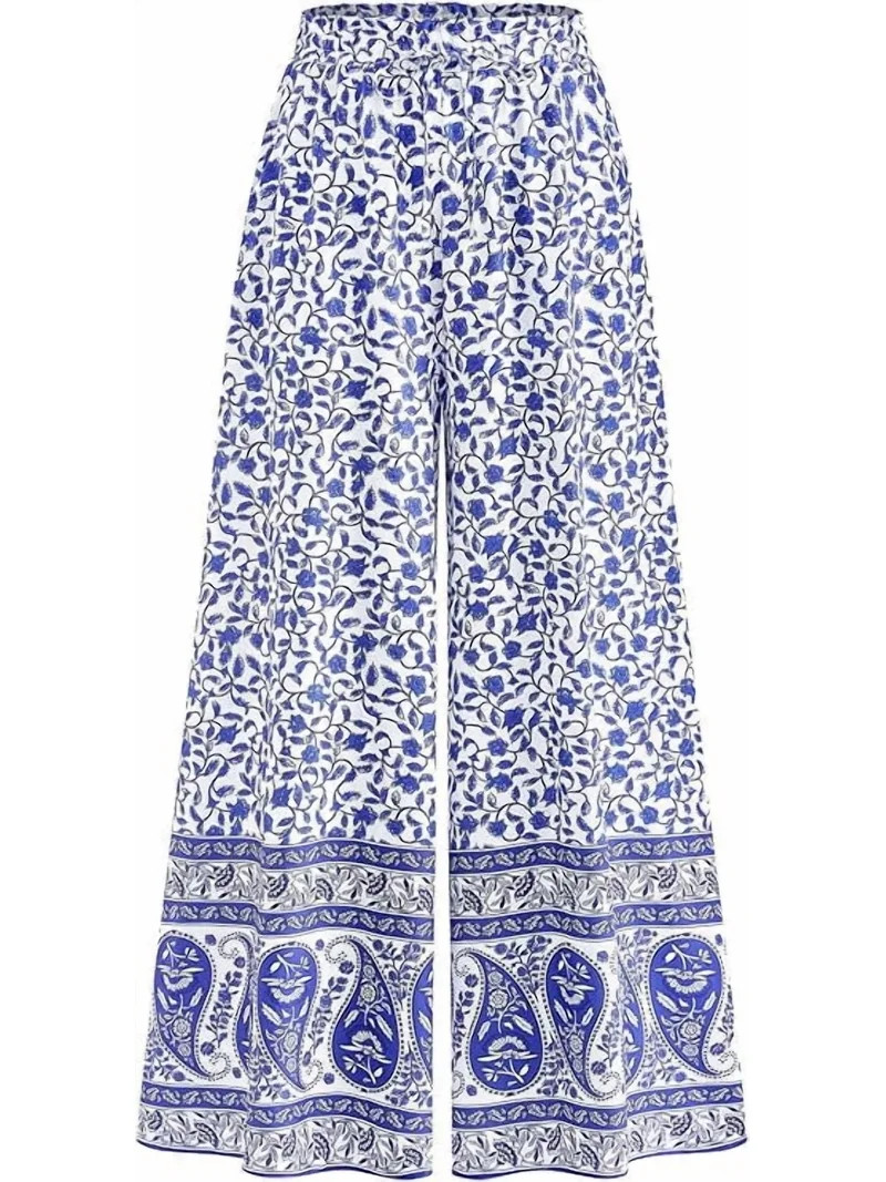 FreshPretty Women Wide Leg Pants Casual High Waist Floral Palazzo Pants for Women Flowy Trendy Lo... | Walmart (US)