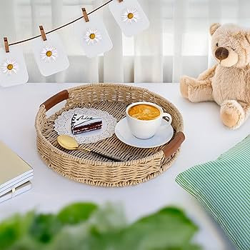 Summit Living Rattan Organizer with Leather Handles \u2013 Decorative Wicker for Home Decor \u201... | Amazon (US)