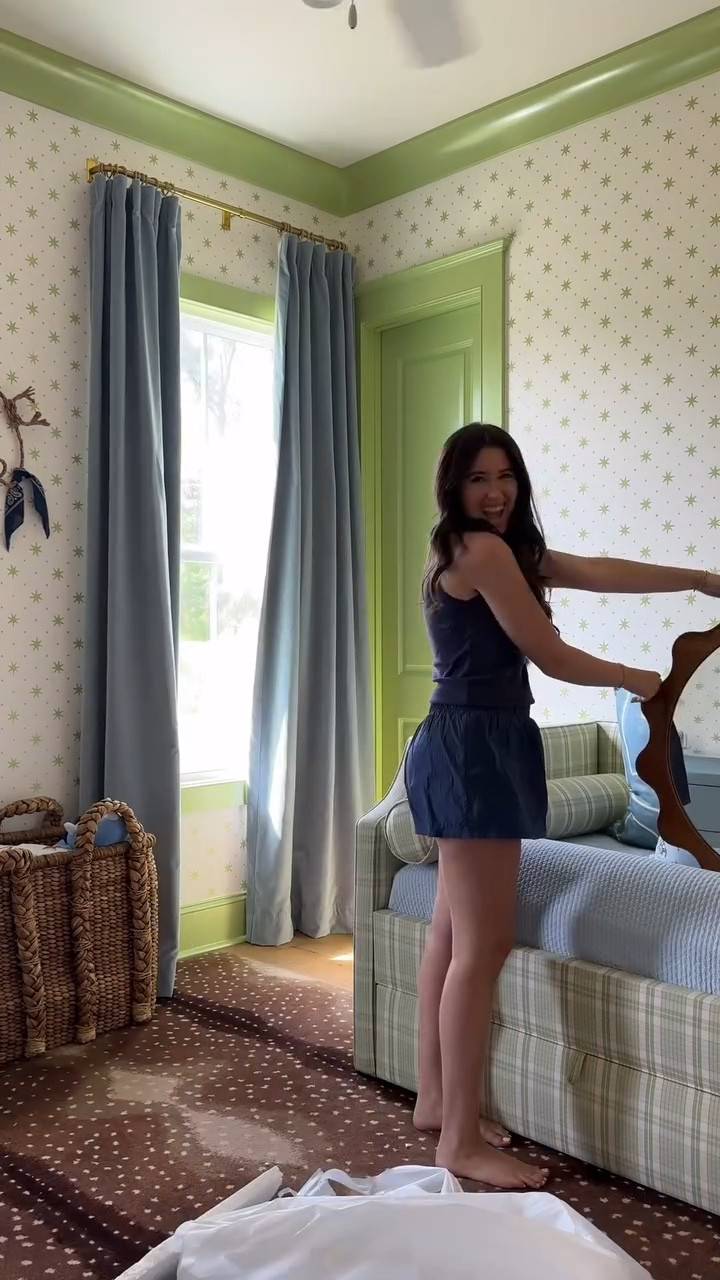 So close to having his room finished! This mirror is currently half off 🫶🏻⭐️ 
Scallop round mirror | grandmillenial | toddler room | boy room | nursery | dresser | custom | blue dresser | big boy room | scallop obsessed | DIY room | room reveal | room transformation

#LTKHome #LTKKids #LTKSaleAlert